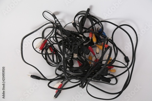 n assortment of computer cables in a variety of colors