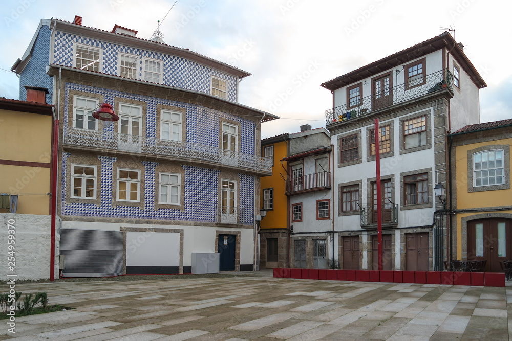 Old street of the historic area of Guimaraes, Portugal