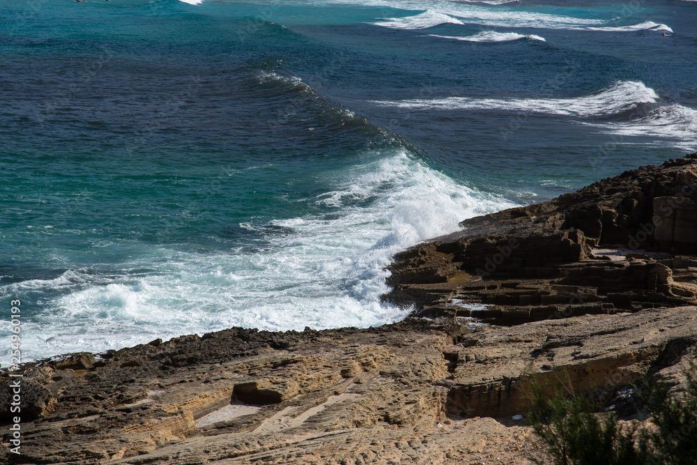 Waves at the coast, island Mallorca Spain