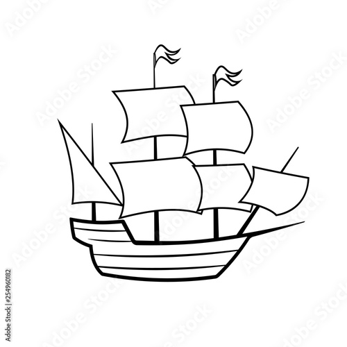 Mayflower ship outline icon. Clipart image isolated on white background