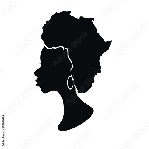 african woman with map on her hair vector illustartion