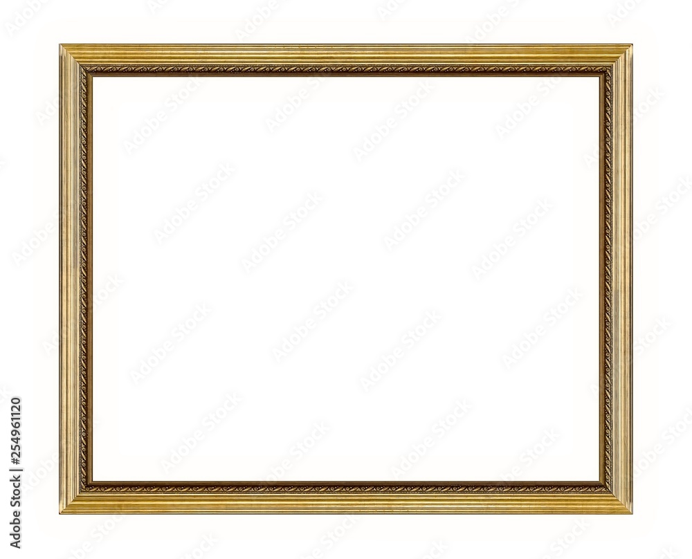 Golden frame for paintings, mirrors or photo isolated on white background Golden frame for paintings, mirrors or photo isolated on white background