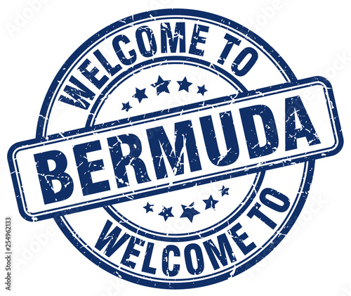 welcome to Bermuda blue round vintage stamp