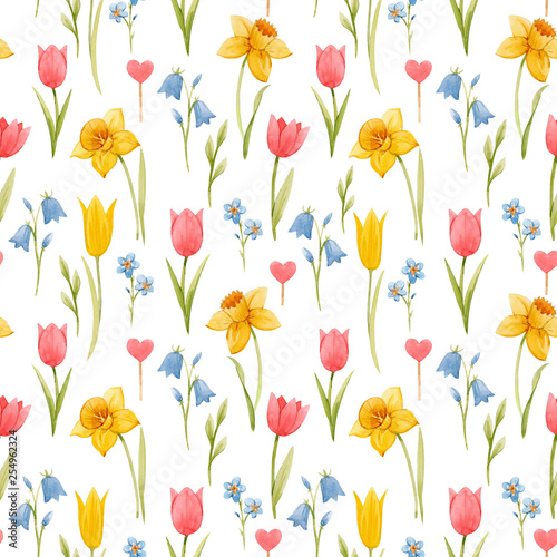 Watercolor spring floral pattern