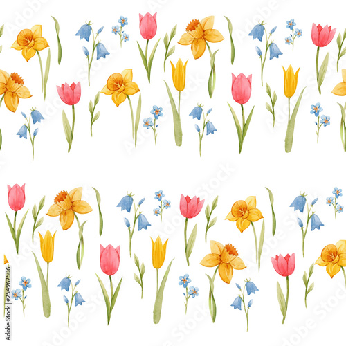 Watercolor spring floral pattern