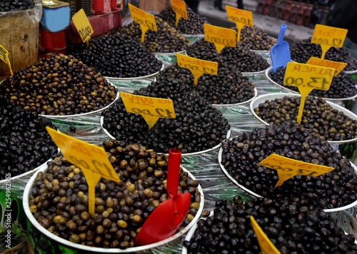 Traditional spices and dry fruits in local bazaar in turkey