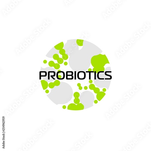 Probiotics logo. Bacteria logo. Concept of healthy nutrition ingredient for therapeutic purposes. Simple flat style trend modern logotype graphic design isolated