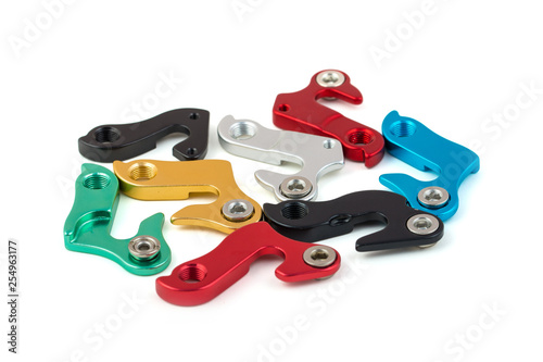 Tableau sur toile Hangers for derailleur bike on white background