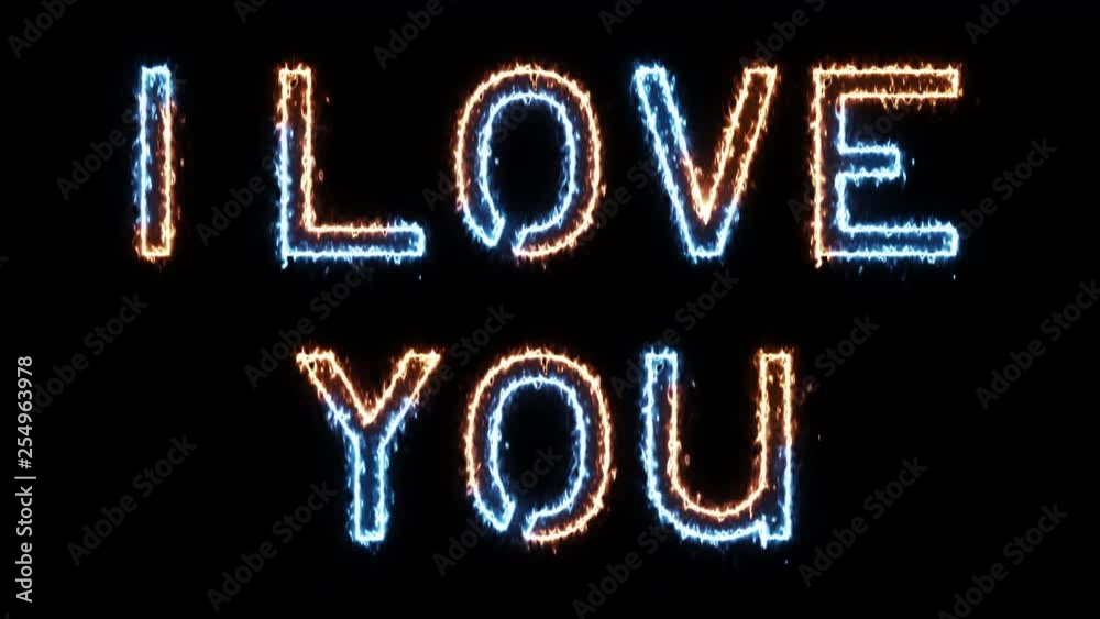 I love you - fire and ice glowing text on transparent background I love you - fire and ice glowing text on transparent background
