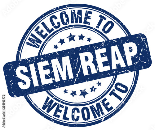 welcome to Siem Reap blue round vintage stamp