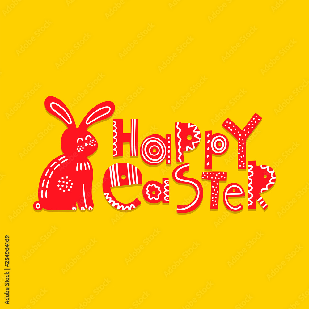 Fototapeta premium Happy Easter stylized ornate lettering, typography