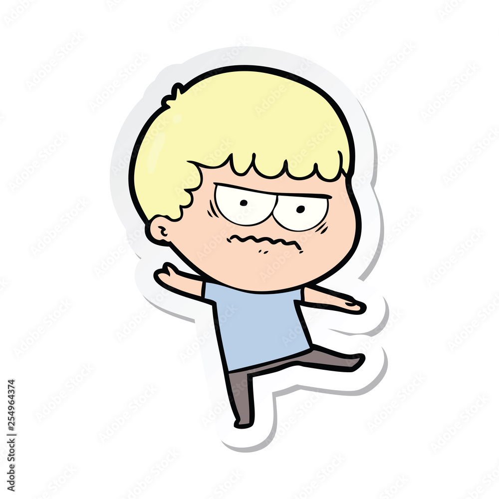 sticker of a cartoon annoyed man