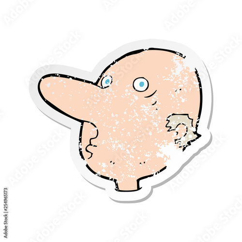 retro distressed sticker of a cartoon balding man