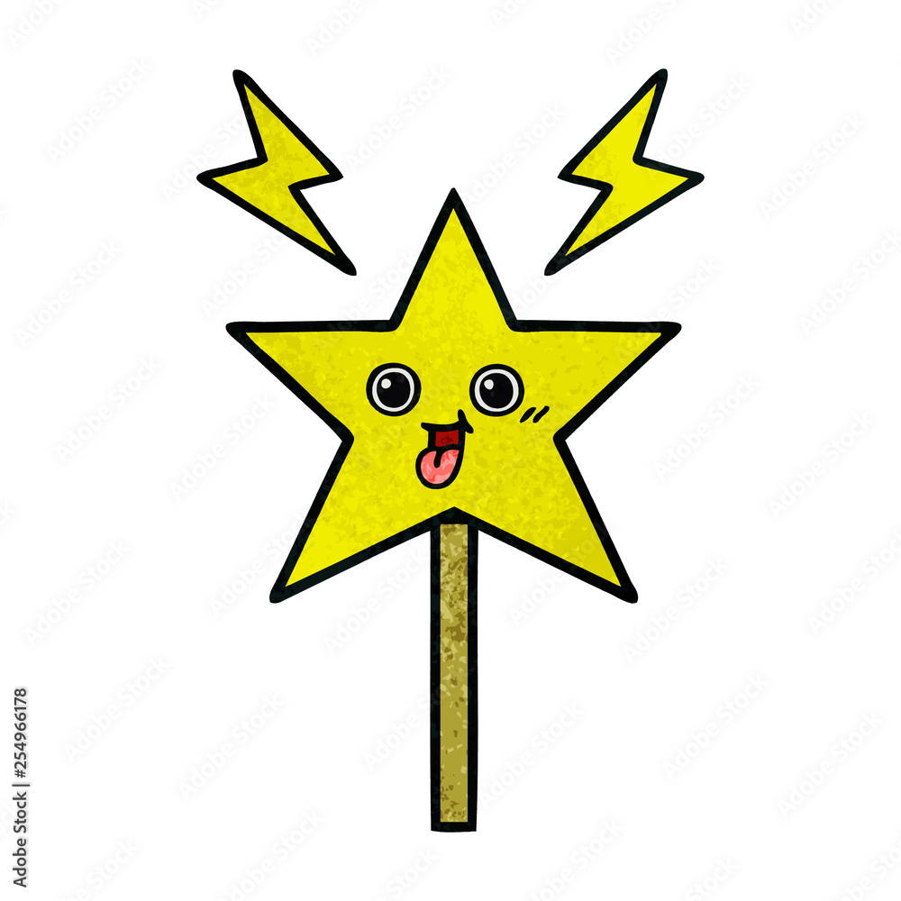 retro grunge texture cartoon magic wand retro grunge texture cartoon magic wand