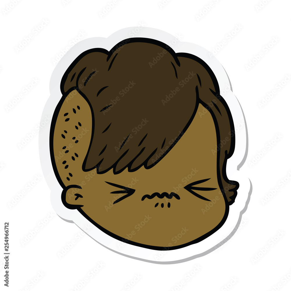 sticker of a cartoon female face sticker of a cartoon female face