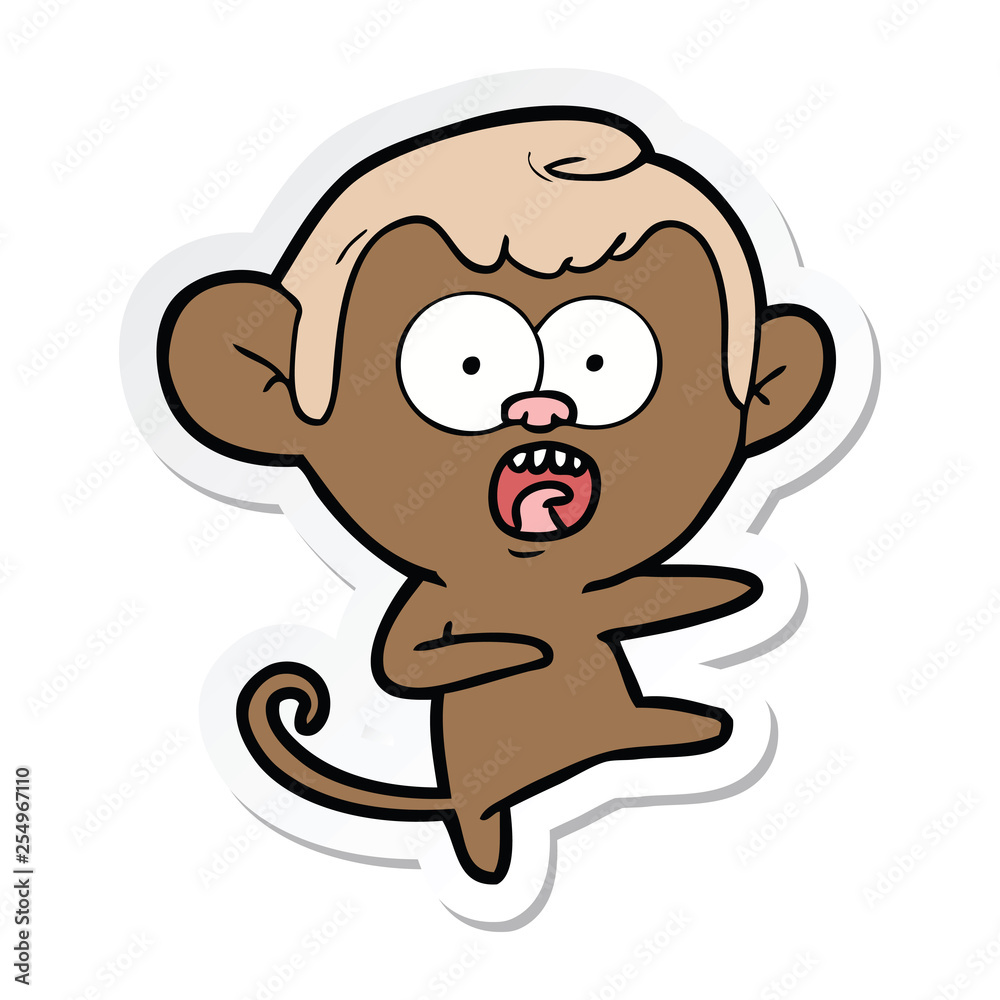 sticker of a cartoon shocked monkey sticker of a cartoon shocked monkey