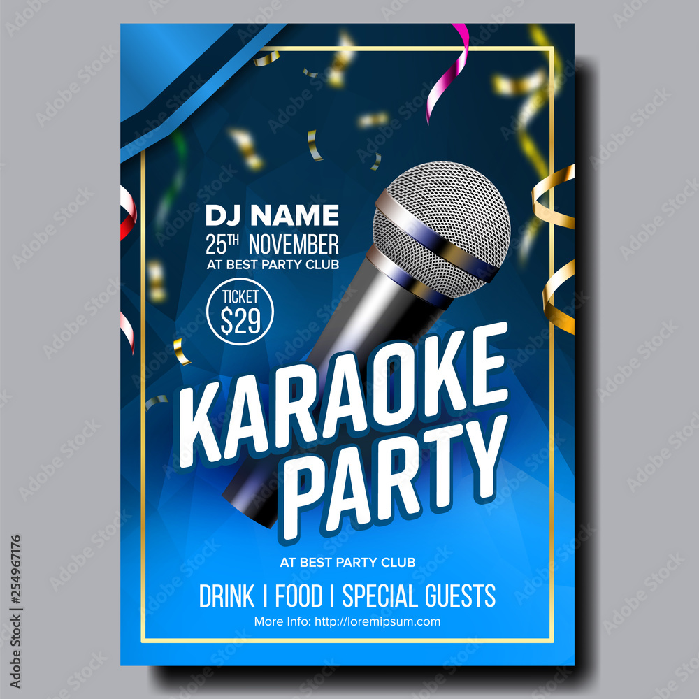 Karaoke Poster Vector. Sing Song. Karaoke Dance Event. Vintage Studio ...