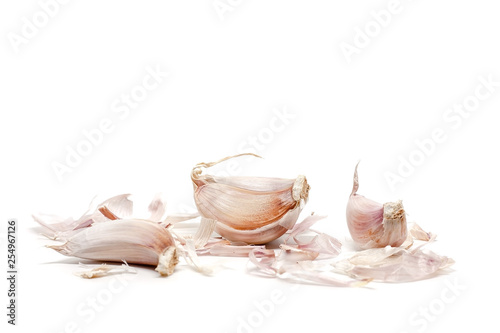 Garlic on white background ...