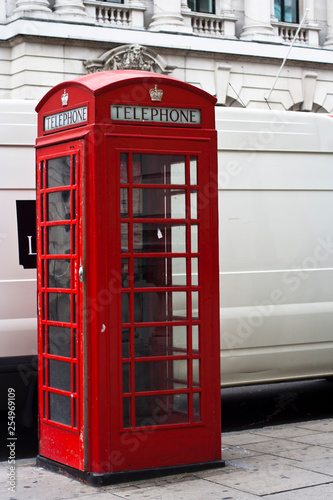 public red telephone cabin in london