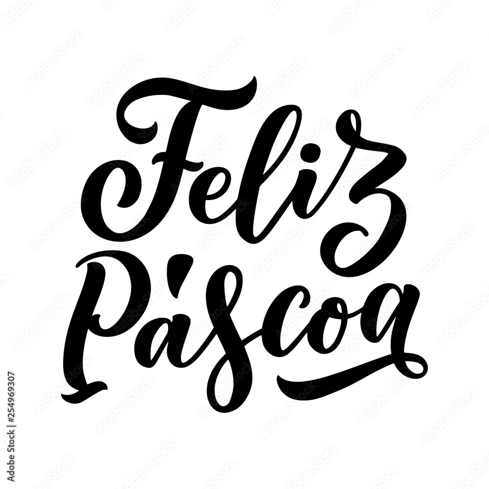 Calligraphy lettering for flyer design - Happy easter in Hispanic language. Vector illustration. Template banner, poster, greeting postcard.