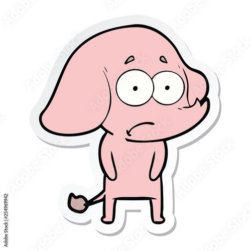 sticker of a cartoon unsure elephant
