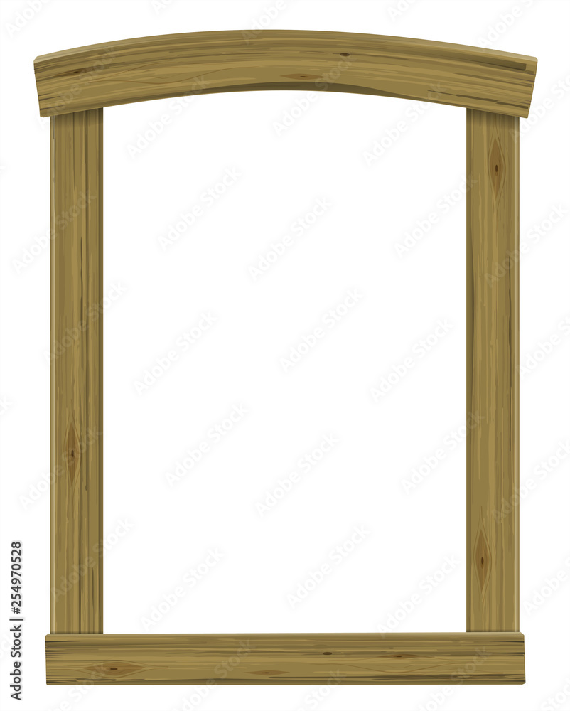 Wooden antique window or door frame arch