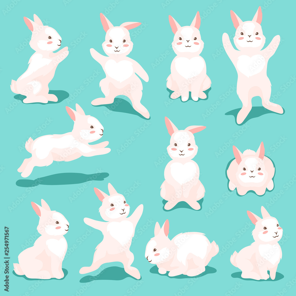 Set of cute Easter Bunnies.