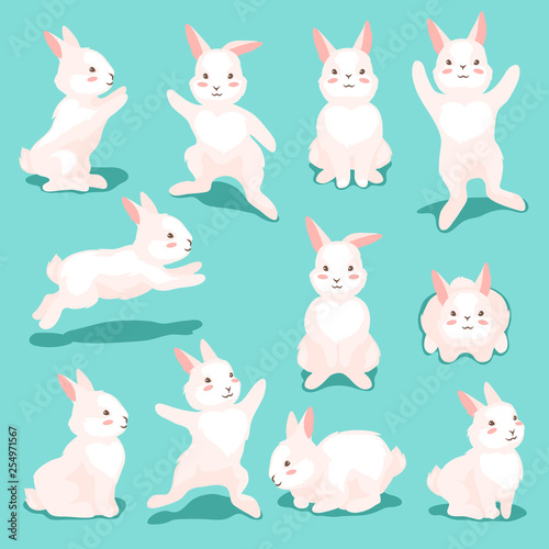 Set of cute Easter Bunnies.