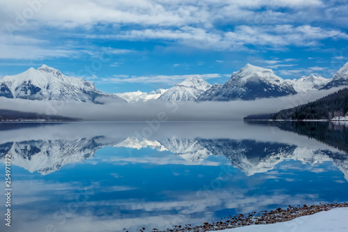 Wallpaper Mural Lake McDonald with fog bank, Glacier National Park, Montana Torontodigital.ca