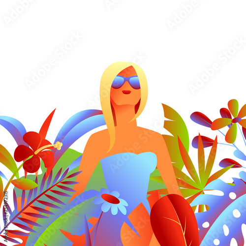 Blonde girl in sunglasses.