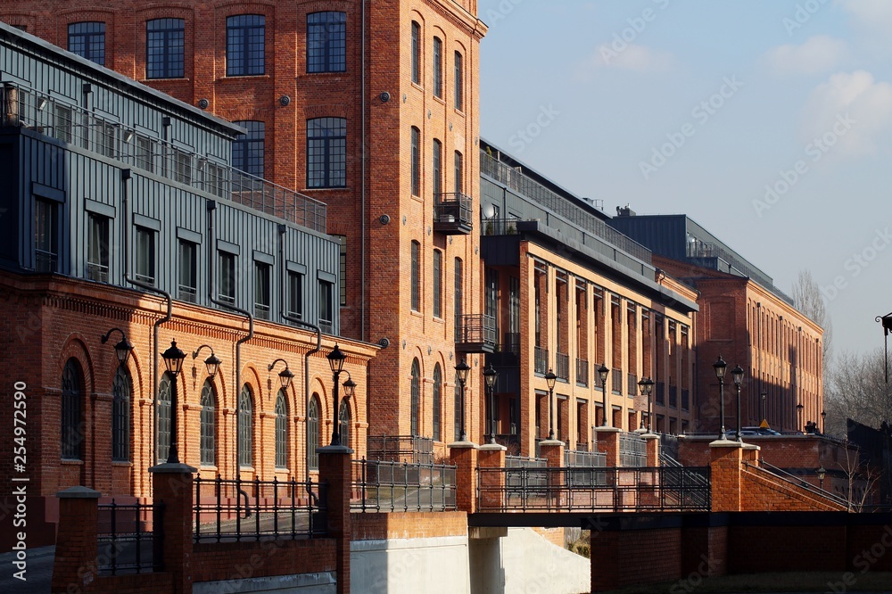  A combination of tradition and modernity. Residential and hotel complex -  Loft Aparts - details of architecture of the city of Lodz, Poland
