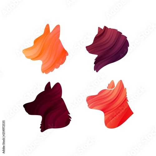 Vector Set of Colorful Dogs Profiles. Vector Silhouette. Animal Heads for Icons, Veterinary Clinics, Pet Shops, Pet Spa.