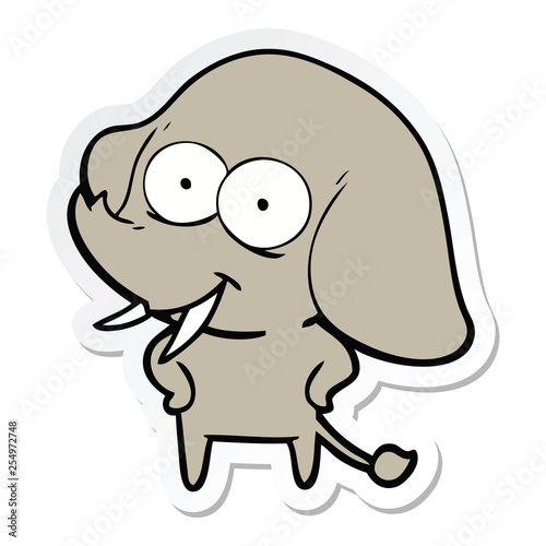 sticker of a happy cartoon elephant