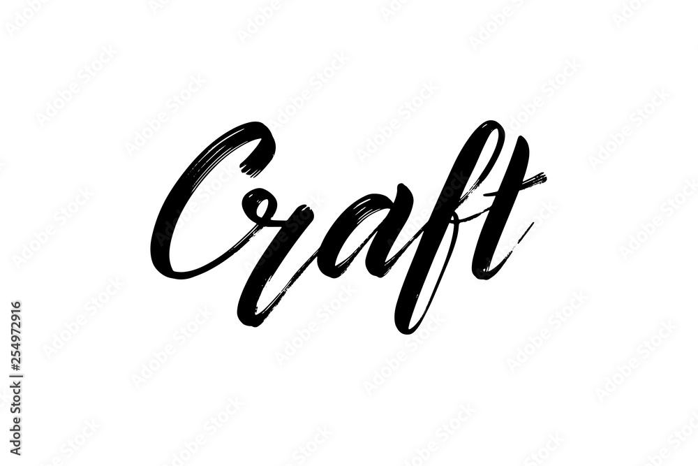 Craft. Script lettering. Calligraphic style. Dry brush effect. Isolated black print. Hand written vector illustration. Craft. Script lettering. Calligraphic style. Dry brush effect. Isolated black print. Hand written vector illustration.