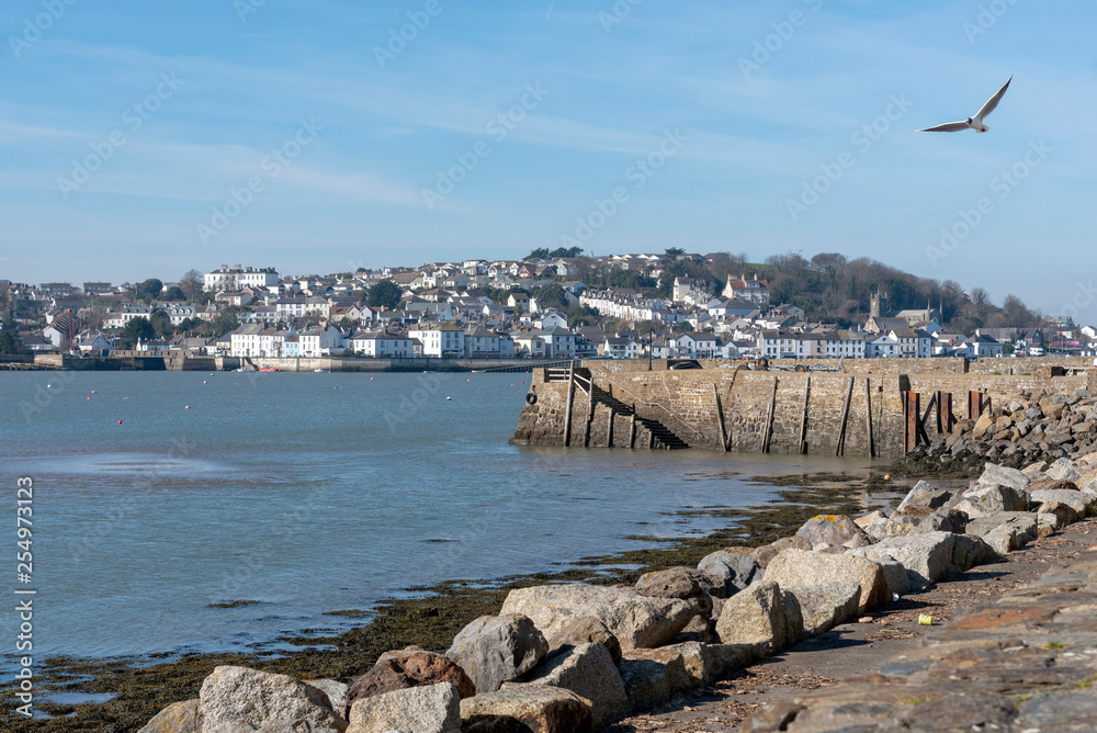 Instow, North Devon, England, UK. March 2019. View across the River Kerridge estuary to Appledore a small town popular with holidaymakers to Devon.