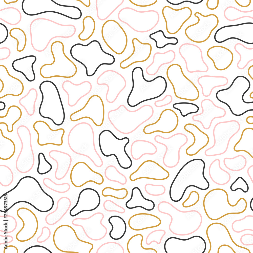 Fluid, liquid flow shapes pattern. Geometric Seamless pattern. Abstract vector illustration with geometric elements, shapes.