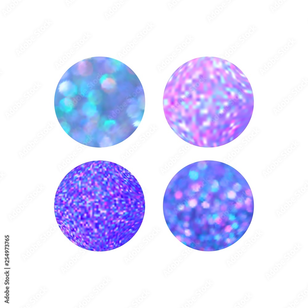 Shiny Circles Backgrounds with Bokeh. Abstract Vector Holographic Textures