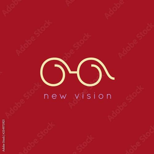 Continuous Line Glasses Logo. Vector Optical Symbol. Outline Minimalist Eyeglasses Icon