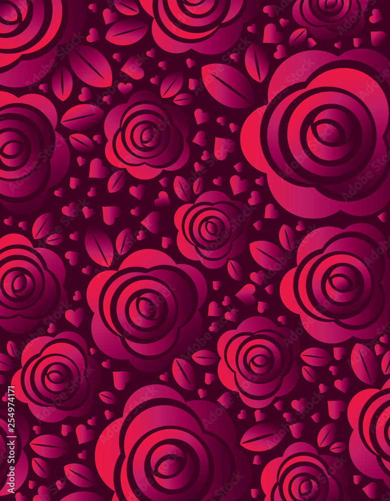 Pink background with rose and heart, vector illustration. Valentines day design with flowers. Can be used for greetings card, scrap booking, wallpaper, web background, invitation, vector Pink background with rose and heart, vector illustration. Valentines day design with flowers. Can be used for greetings card, scrap booking, wallpaper, web background, invitation, vector