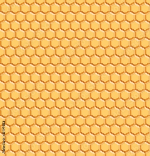 Yellow Geometric Honeycomb Seamless Pattern. Vector Endless Background with Hexagons