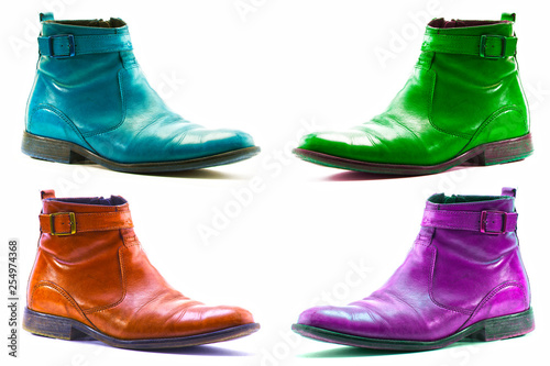 bottines en cuir couleur flashy photo