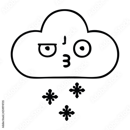 line drawing cartoon storm snow cloud