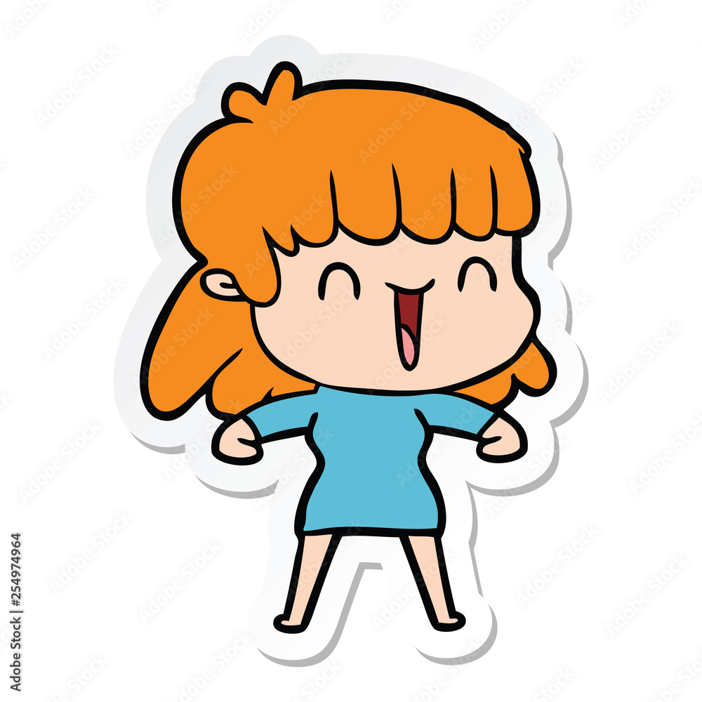 sticker of a cartoon woman