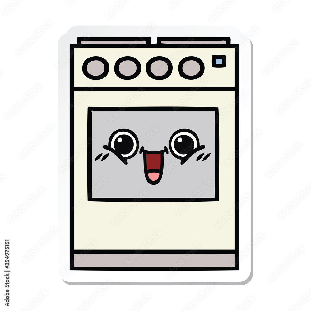 sticker of a cute cartoon kitchen oven sticker of a cute cartoon kitchen oven