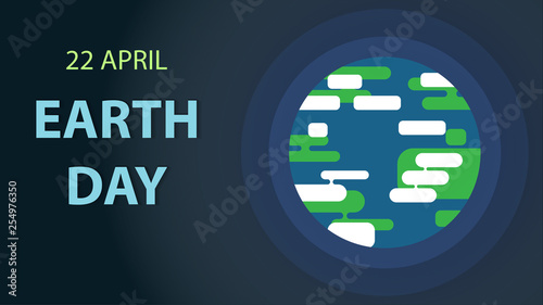 Earth day flat vector illustration poster. Concept of eco holiday at 22th april.