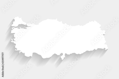 White Turkey map on gray background, vector
