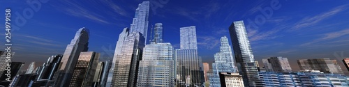 Beautiful view of the skyscrapers, modern city landscape, 3d rendering 