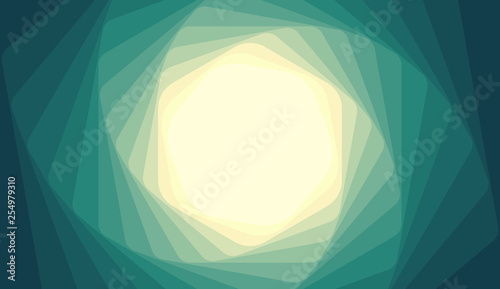 Hexagon spiral. Abstract green background. Vector illustration