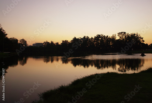 Ibirapuera Park in Sao Paulo, Brazil. Beautiful park in the middle of the biggest Brazilian city. Nature showing its beauty amidst great buildings.