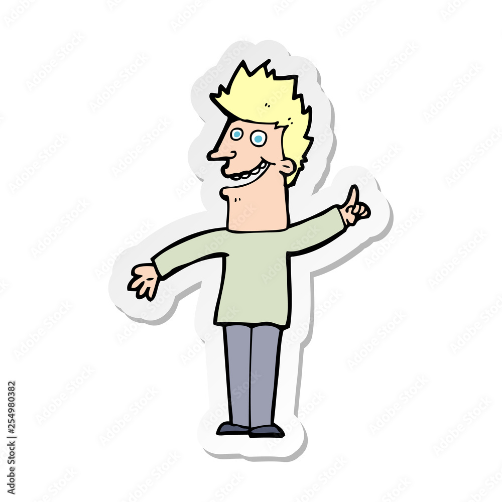 sticker of a cartoon happy man